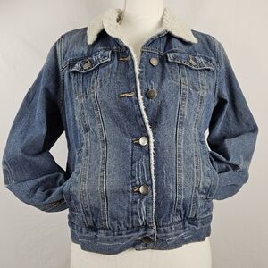Hot Topic womens small Blue/Indigo Classic Denim Sherpa-Lined Jean Jacket